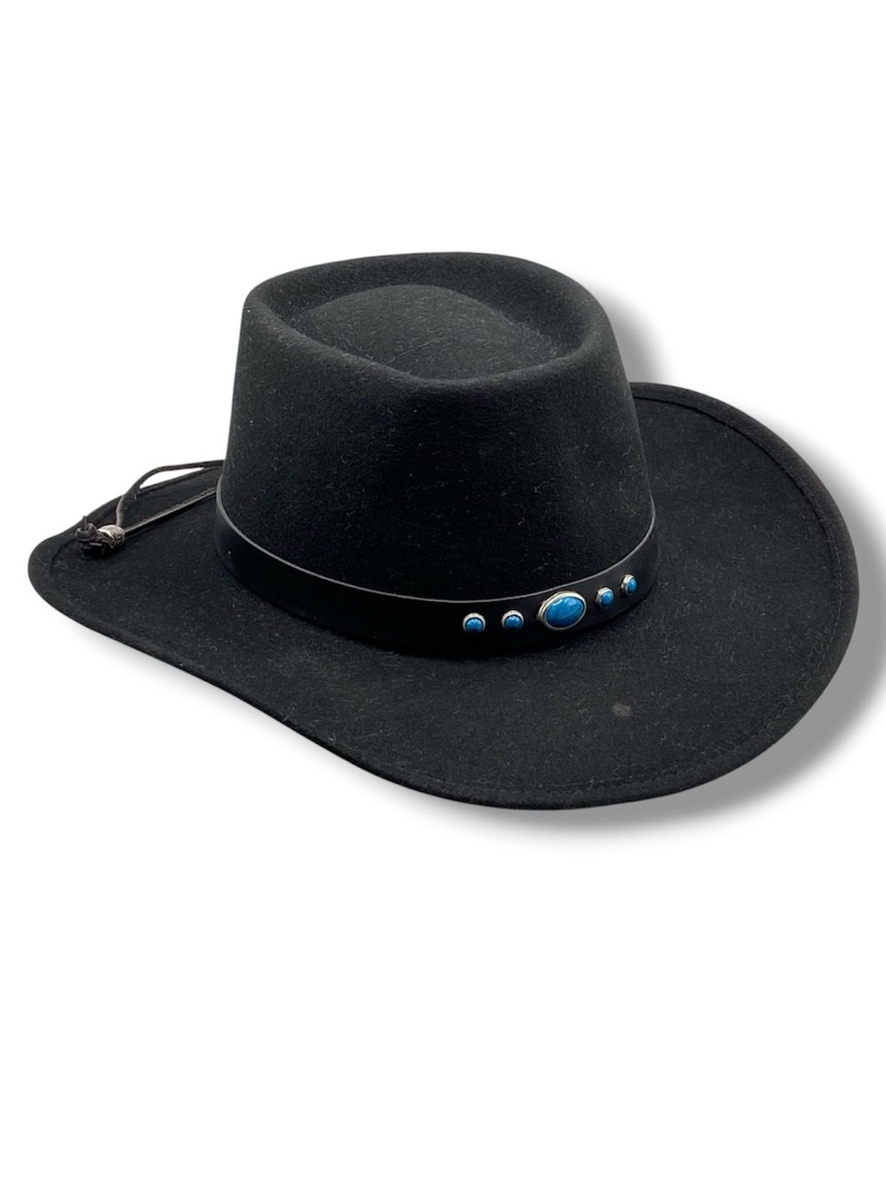 ACE Hy Sales Black Wool Felt Cowboy Hat 7 Western Fedora Gaucho Turquoise Band